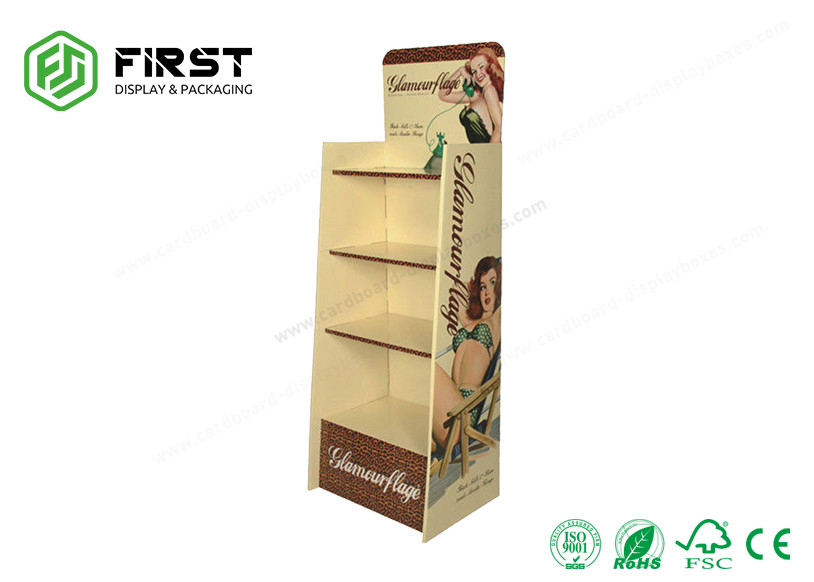 Custom Matte Printed Foldable Corrugated Paper Floor Display Shelf For Retail Promotion
