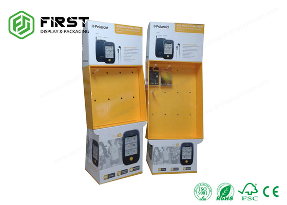 Supermarket Retail Pop Displays Stand Cardboard Paper Hanging Floor Display With Hook