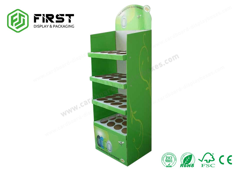 CMYK Printing Foldable Corrugated Paper Cardboard Floor Shelf Display For Promotion
