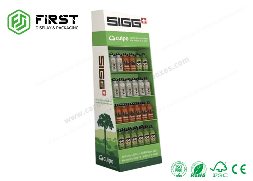 CMYK Printing Foldable Corrugated Paper Cardboard Floor Shelf Display For Promotion