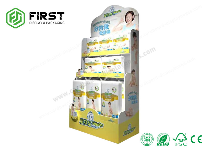 CMYK Printing Foldable Corrugated Paper Cardboard Floor Shelf Display For Promotion