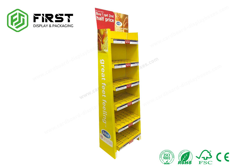 Full Color Printing Cardboard Floor Displays Customized Paper Floor Shelf Display