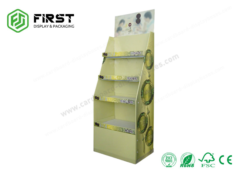 Colorful Printing Recyclable POS Paper Cardboard Floor Display Stand For Cosmetics