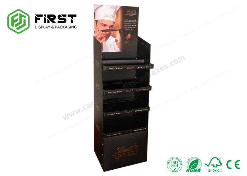 Customized Corrugated Carton Stand Foldable Cardboard Chocolate Floor Display Shelf